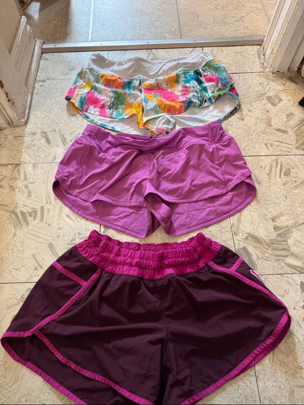 Lot of 3 lululemon athletica Women's Pink & Purple Athletic Shorts